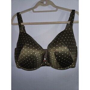 Cacique 40H Lightly Lined GREEN Full Coverage Balconette Bra Polka Dot Pin Up